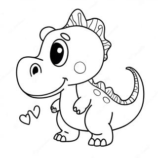 Dinosaur Comel Dengan Hati Halaman Mewarna 100319-38931
