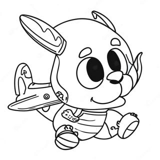 Stitch Yang Berani Menerbangkan Pesawat Halaman Mewarna 1009-1299