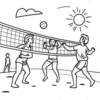 Halaman Mewarna Permainan Bola Tampar Pantai 101192 39621