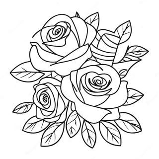 Halaman Mewarna Bouquet Ros Romantik 10155 2077