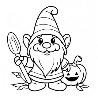 Halaman Mewarna Gnome Halloween Yang Gembira 101758 40171
