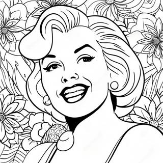 Halaman Mewarna Potret Vintage Marilyn Monroe 102037-40378