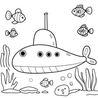Halaman Mewarna Pemandangan Kapal Selam Berwarna Warni Di Bawah Laut 102141 40460