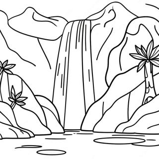 Halaman Mewarna Air Terjun Gunung Yang Tenang 102710-40905