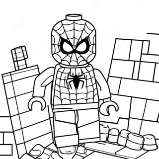 Halaman Mewarna Pengembaraan Spiderman Lego Berwarna Warni 102836-40998