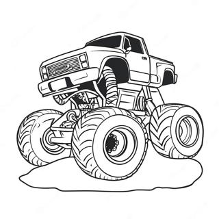 Halaman Mewarna Trak Monster Raksasa Menghancurkan Kenderaan Kecil 10322-2180