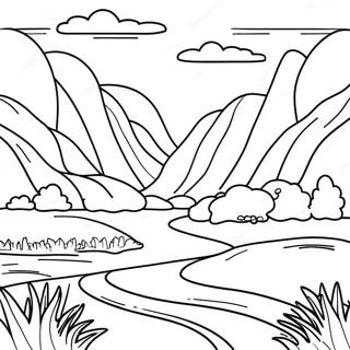 Halaman Mewarna Landskap Lembah Hijau Yang Subur 105076 42746