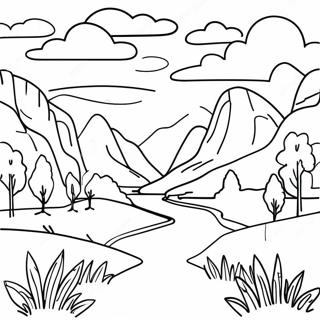 Halaman Mewarna Landskap Lembah Hijau Yang Subur 105076 42747