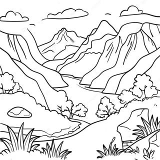 Halaman Mewarna Landskap Lembah Hijau Yang Subur 105076 42748