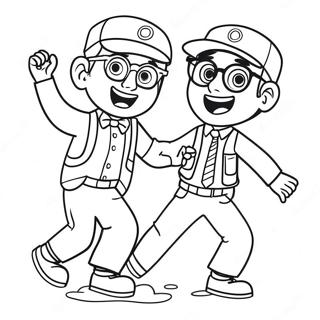 Halaman Mewarna Blippi Dan Meekah Menari 105591-43162