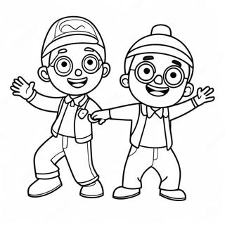 Halaman Mewarna Blippi Dan Meekah Menari 105591-43163