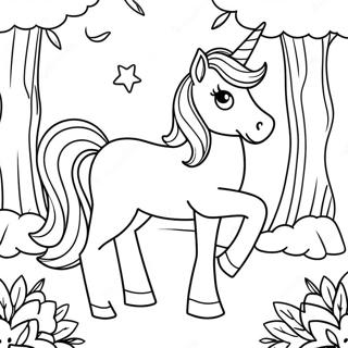 Halaman Mewarna Barbie Unicorn Di Hutan Magikal 105718-43259