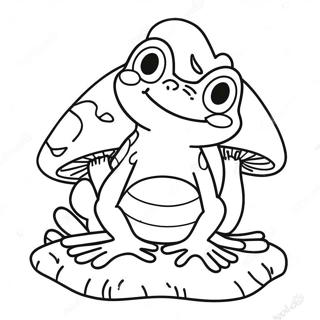 Halaman Mewarna Katak Gembira Duduk Di Atas Cendawan 106001-43469