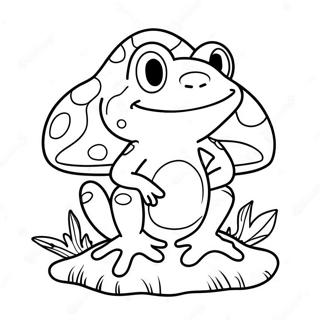 Halaman Mewarna Katak Gembira Duduk Di Atas Cendawan 106001-43470
