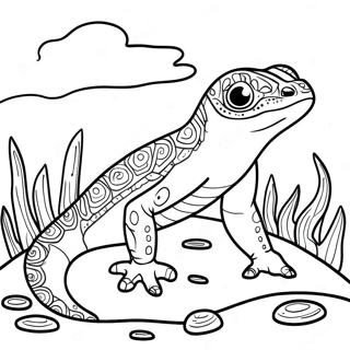 Halaman Mewarna Salamander Terperinci Di Habitat 106131-43580