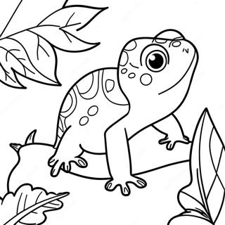 Halaman Mewarna Newt Bermain Di Atas Daun 106132-43581