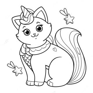 Halaman Mewarna Kucing Unicorn Puteri Duyung Berkilau 106745-44052
