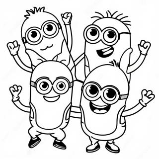 Halaman Mewarna Minions Ceria Menari 106900 44178