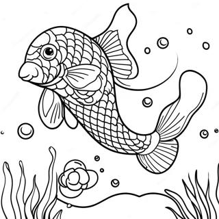 Halaman Mewarna Ikan Koi Menjelajah Bawah Air 107106 44341
