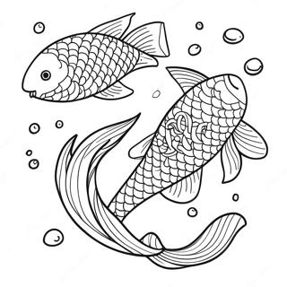 Halaman Mewarna Ikan Koi Menjelajah Bawah Air 107106 44342