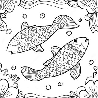Halaman Mewarna Ikan Koi Menjelajah Bawah Air 107106 44343