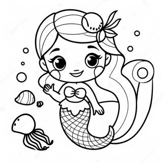 Halaman Mewarna Puteri Duyung Elsa Yang Anggun Dengan Kerang 107872 44937