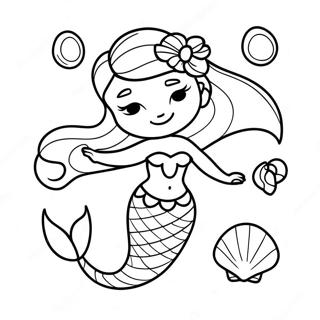 Halaman Mewarna Puteri Duyung Elsa Yang Anggun Dengan Kerang 107872 44939