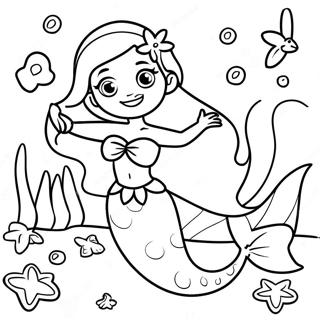 Halaman Mewarna Puteri Duyung Elsa Yang Cantik Di Terumbu Karang 107874 44945