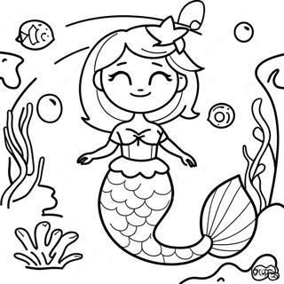 Halaman Mewarna Puteri Duyung Elsa Yang Cantik Di Terumbu Karang 107874 44947