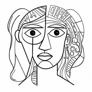 Halaman Mewarna Gaya Picasso Abstrak 108388-45341