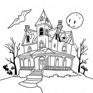 Halaman Mewarna Rumah Hantu Yang Menyeramkan 108722-45597