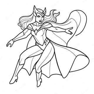 Halaman Mewarna Scarlet Witch Dalam Aksi Halaman Mewarna