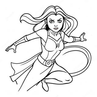 Halaman Mewarna Scarlet Witch Dalam Aksi Halaman Mewarna