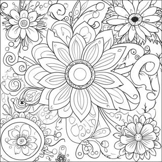 Halaman Mewarna Corak Bunga Yang Fantasi 109369-46169