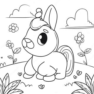 Halaman Mewarna Kelinci Unicorn Yang Ceria Di Ladang Bunga 109444-46225