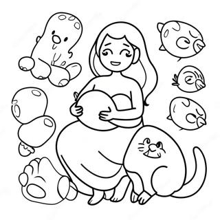 Wanita Hamil Comel Dengan Haiwan Peliharaan Halaman Mewarna 109983-46646