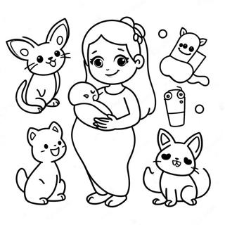 Wanita Hamil Comel Dengan Haiwan Peliharaan Halaman Mewarna 109983-46647