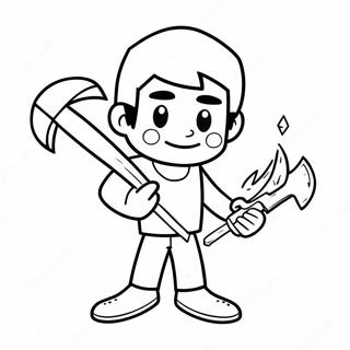 Halaman Mewarna Herobrine Memegang Pahat Berlian 110319-46905