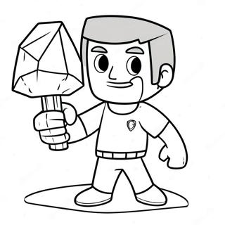 Halaman Mewarna Herobrine Memegang Pahat Berlian 110319-46906