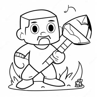 Halaman Mewarna Herobrine Memegang Pahat Berlian 110319-46907