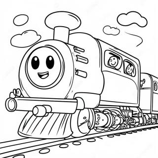 Halaman Mewarna Kereta Api Ceria Dengan Wajah Tersenyum 11064 1714