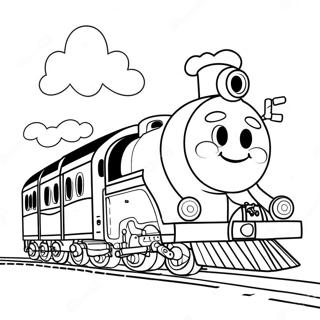 Halaman Mewarna Kereta Api Ceria Dengan Wajah Tersenyum 11064 1715