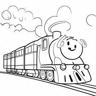 Halaman Mewarna Kereta Api Ceria Dengan Wajah Tersenyum 11064 1716
