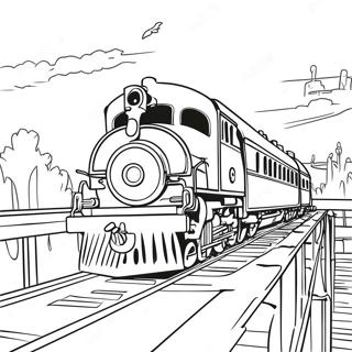 Halaman Mewarna Kereta Api Vintage Di Atas Jambatan 11065 310