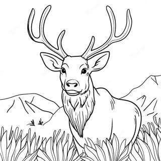 Halaman Mewarna Elk Dengan Tanduk 110857-47322