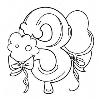 Halaman Mewarna Nombor 3 Yang Bergaya Dengan Belon 111012 47470