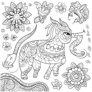 Halaman Mewarna Corak Alebrijes Yang Ceria 111168-47596