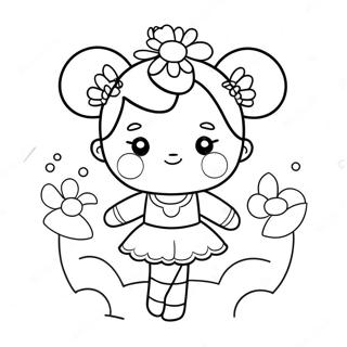 Halaman Mewarna Penari Balet Comel Dengan Mahkota Bunga 11167-2583