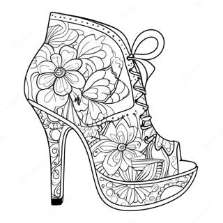 Halaman Mewarna Kasut Tumit Tinggi Yang Funky 112245 48430