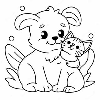 Halaman Mewarna Anak Anjing Dan Anak Kucing Yang Ceria 112675-48764